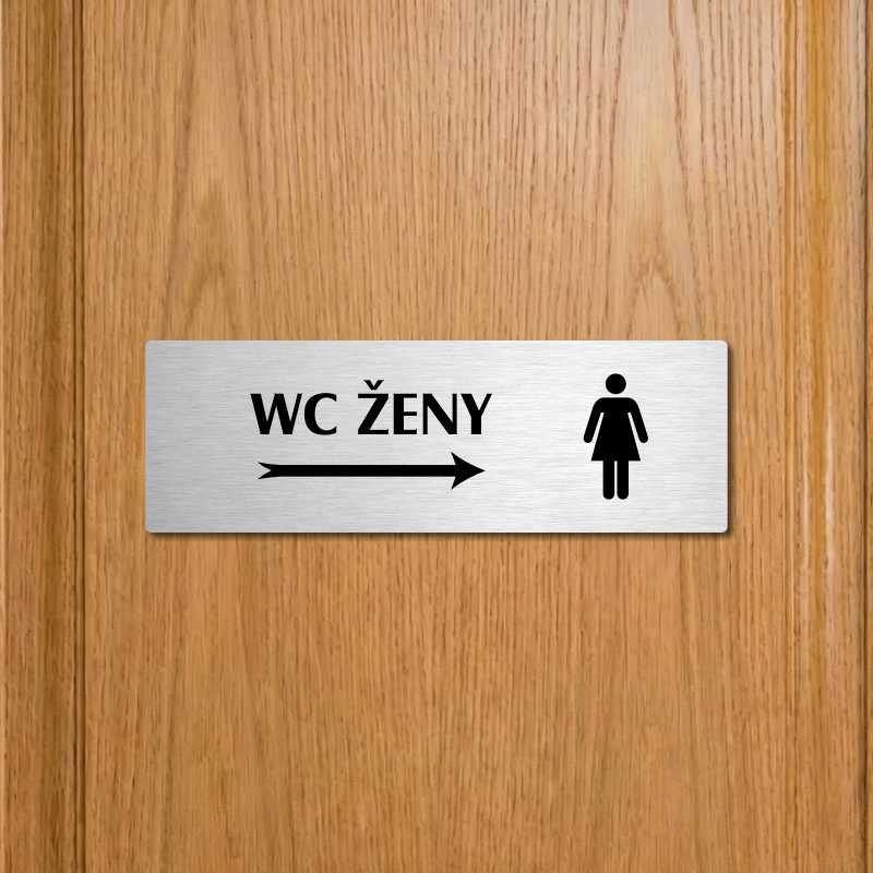 WC ženy vpravo, 200x66mm, zlatá popiska s okrasným rámečkem  